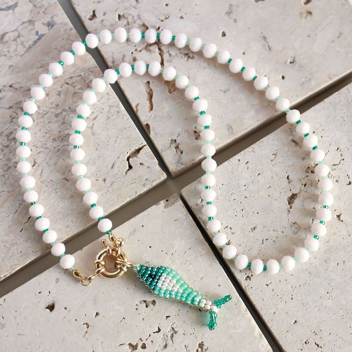 Collar Alma Marina - Turquesa y Blanco