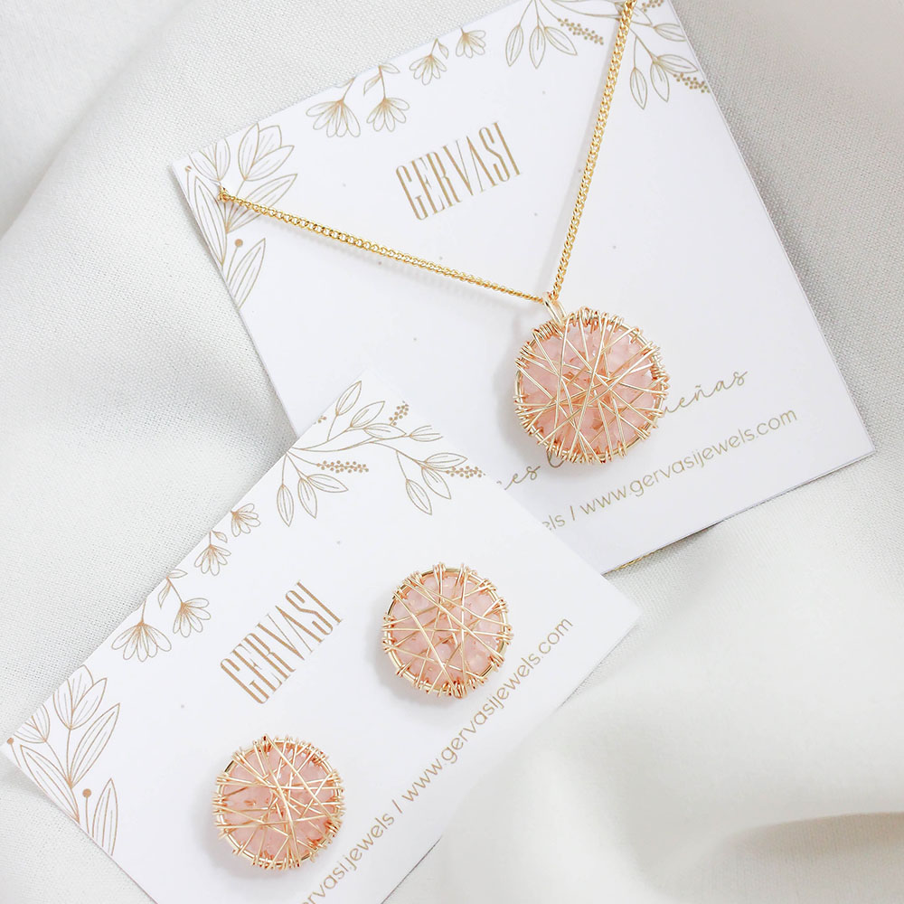 Juego Atrapasueño - Collar + Aros / Rosado