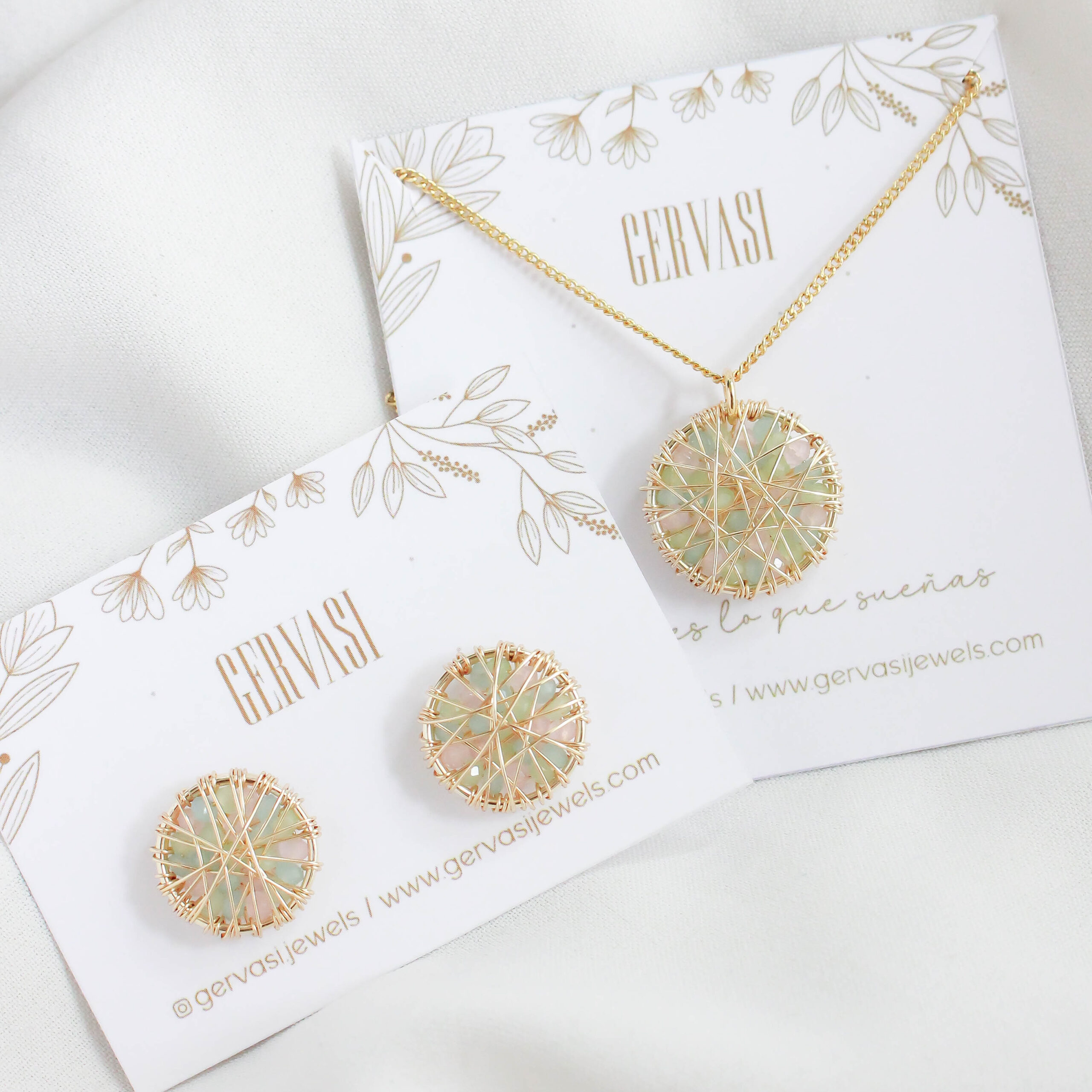 Juego Atrapasueño - Collar + Aros / Tonos pasteles