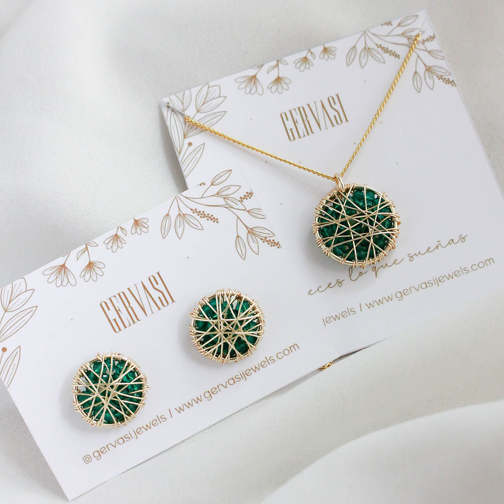 Juego Atrapasueño - Collar + Aros / Verde