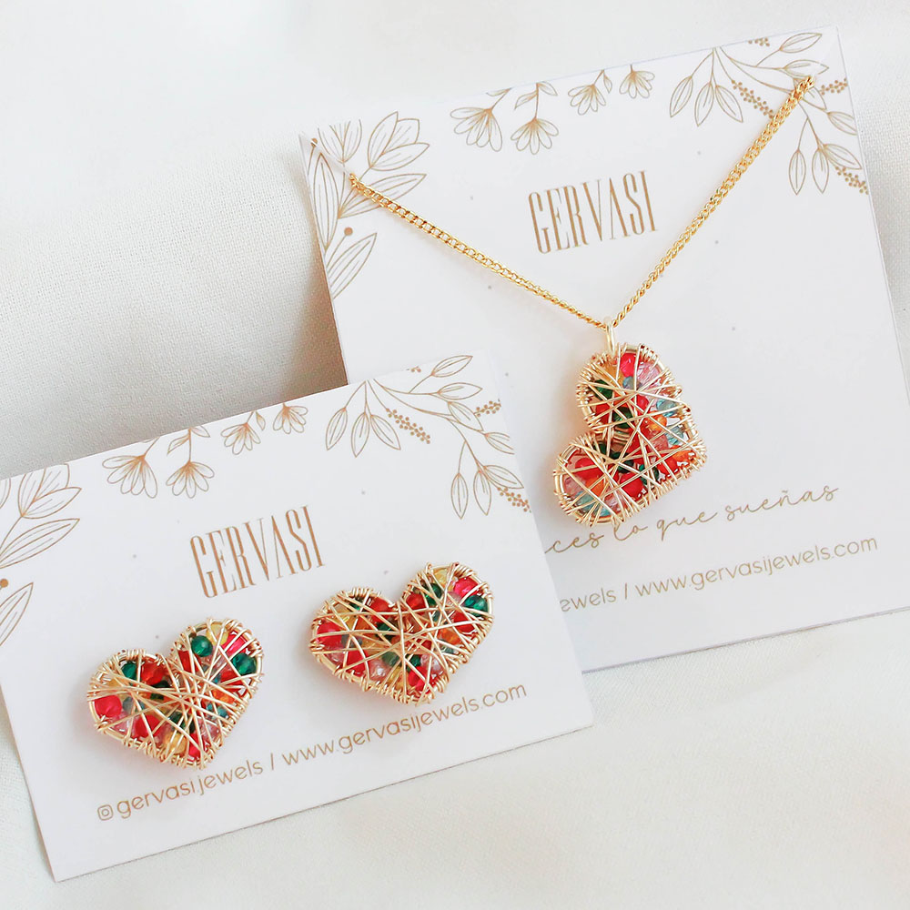 Juego corazón - Collar + Multicolor