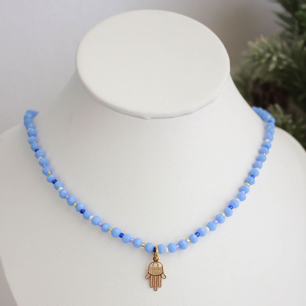 Choker - Azul Mano hamsa