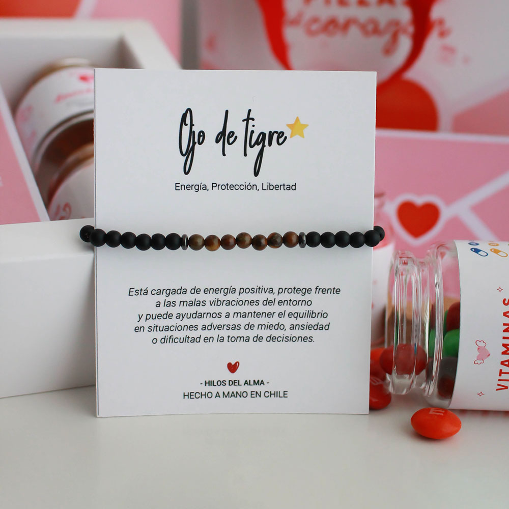 Box San Valentín - Ojo de tigre (Pulsera Unisex)