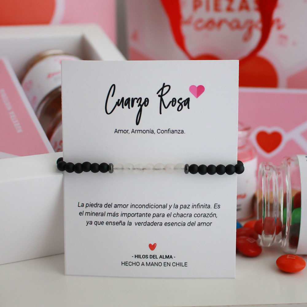 Box San Valentín - Cuarzo Rosado (Pulsera Unisex)
