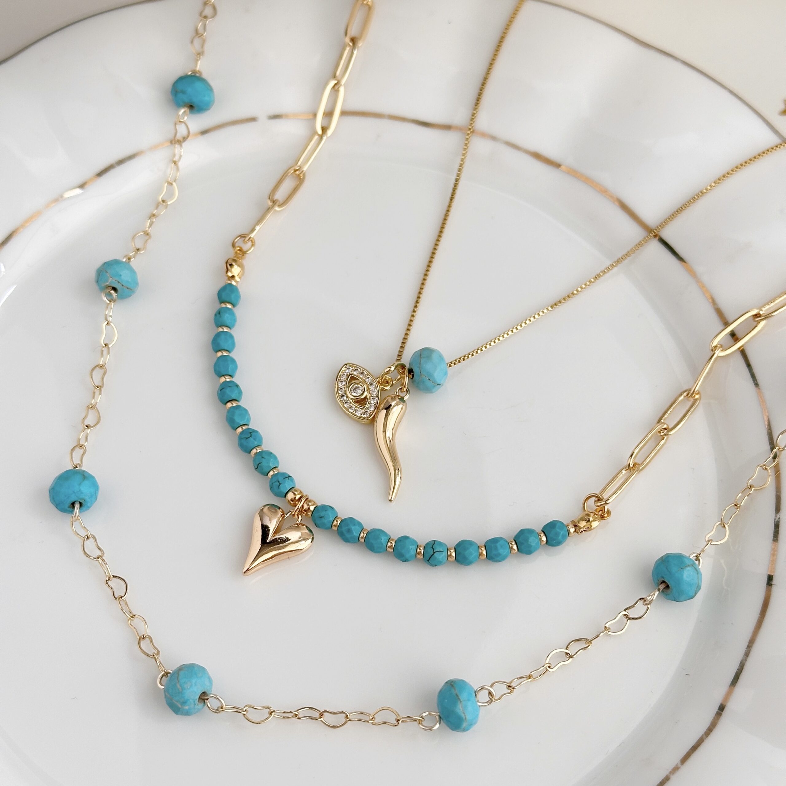 Collar de corazón  - Turquesa